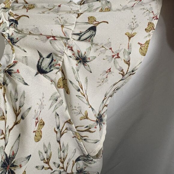 Max Studio Ruffle Sleeve Blouse Women's M Boho Floral Peasant Cottagecore Spring - Picture 5 of 16